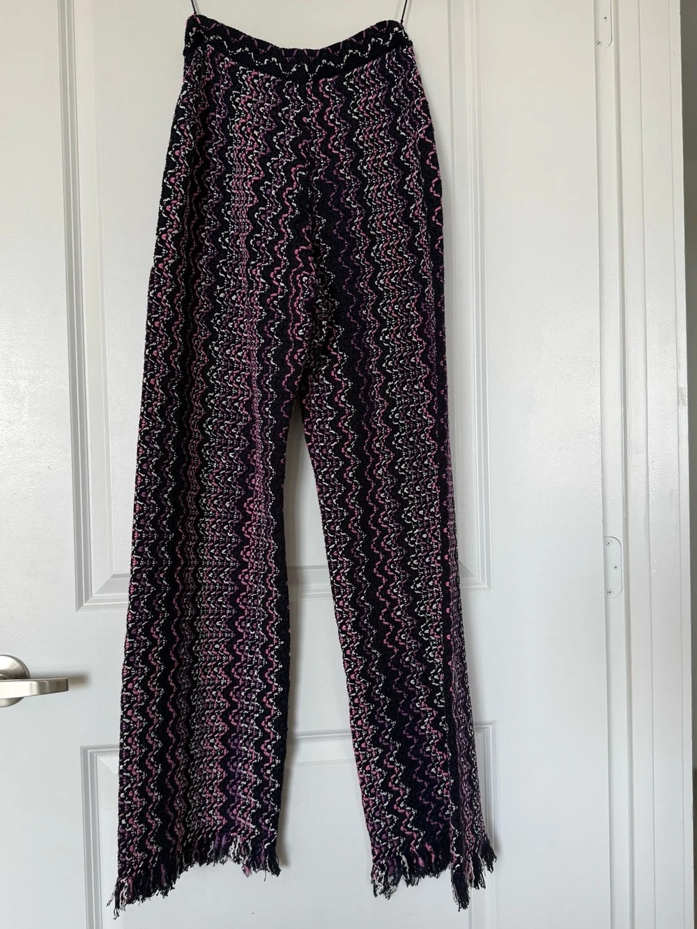 Chanel tweed fringe pants 38
